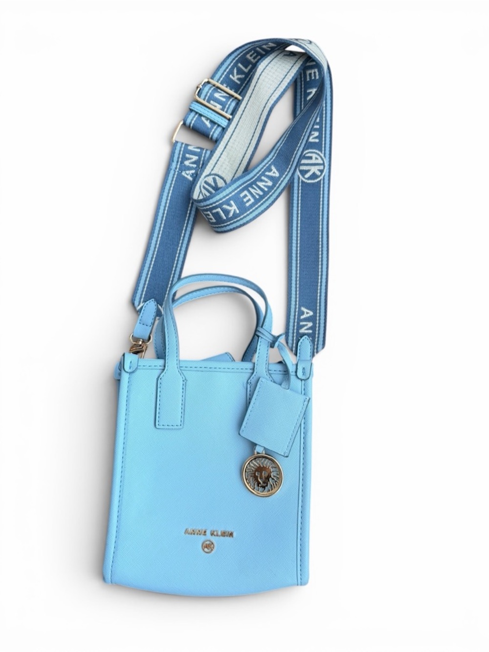 Anne Klein Light Blue Mini Crossbody Tote with Branded Strap
